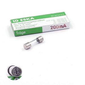 Eska Fusible Temporisé (T) en céramique 200mA/250VAC 5x20mm (Boite de 10 Fusibles)
