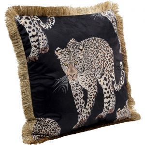 Kare Design Coussin à franges noir léopard