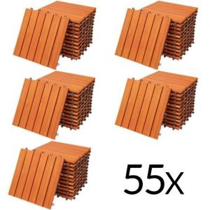 Dalles de terrasse en bois d’acacia ou bois d’eucalyptus certifiés FSC 30 x 30 cm Dalle clipsable balcon jardin extérieur 55x Eucalyptus (en)