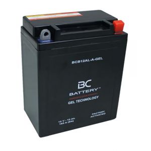 BC BATTERY Batterie de démarrage pour moto avec GEL 12V 12Ah BCB12AL-A-GEL Moto&Scooter, sans entretien, scellée, préchargée, similaire à YB12AL-A/A2