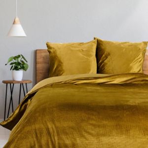 Douceur D'int&eacute;rieur - Housse de couette 240 x 220 cm velours uni Velina Ocre - Ocre