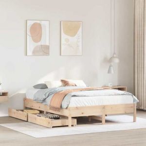 VidaXL Cadre de lit 120x190 cm Bois de pin massif, meuble de chambre à coucher, sommier, lit en bois, lit, lit double, cadre de lit en bois