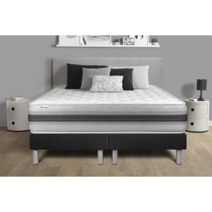 Ensemble matelas 180 x 200 cm Mousse polyuréthane à mémoire de forme VITALMEMO BACK - 26 cm - Equilibré - sommier Noir