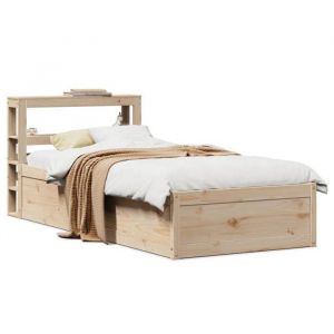 VidaXL Cadre de lit avec tête de lit 90x200 cm bois de pin massif, meuble de chambre à coucher, sommier, lit en bois, lit, 3306351