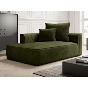 M&eacute;ridienne droite en velours c&ocirc;tel&eacute; vert kaki PINETA