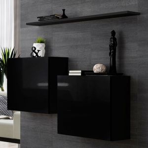Ac Deco Commode murale avec étagère SB I Noir