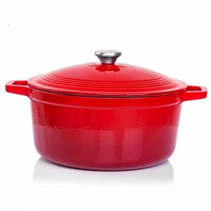 Image de Cocotte en fonte ronde Marmite en fonte compatible Induction et toutes sources de chaleur Faitout polyvalent 6 Litres Diamètre 28cm