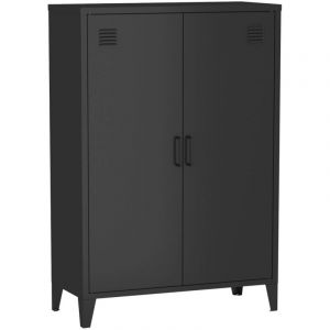 Commode/armoire métal noir, 2 espaces de rangement
