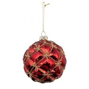 Atmosphera Créateur d'intérieur - Boule de Noël en Verre Capitons 10cm Rouge