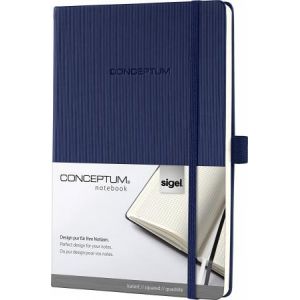 Image de Sigel CO656 - Carnet Conceptum Pure Hardcover A5, 194 p./97 feuilles 80 g/m² quadrillé, couv. bleu nuit