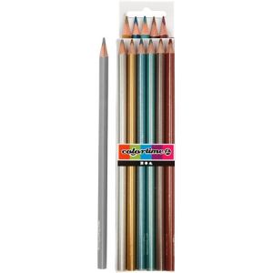 Image de Creotime Colortime crayons de couleur 3 mm remplissant les couleurs métalliques 6 pièces