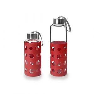 Image de Ibili Bouteille En Verre Et Silicone Lake 0.4l Red