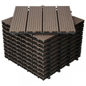 Ecd Germany WPC carreaux de sol 30x30cm 1 m² aspect bois balcon jardin piscine marron foncé