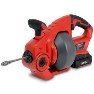 Eberth Deboucheur canalisation, électrique, Machine de nettoyage de tuyaux avec batterie 18V 2Ah, spirale galvanisée avec 560 tours/min, diamètre de