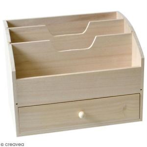 Artémio Meuble Range courrier en bois brut - 28 x 21 x 18 cm