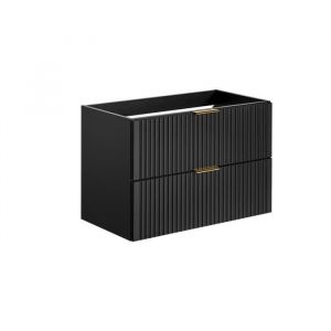 Meuble sous vasque suspendu strié - Noir - L80 cm - ZEVARA