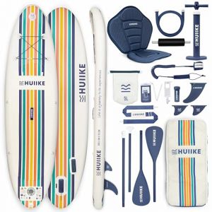 Paddle Gonflable Adulte avec des Accessoires de Qualité - HUIIKE - Stand Up Paddle Vivid avec Pagaie Double et Siège de Kayak