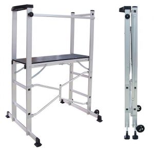 Euro Vanadium - Echafaudage aluminium plateforme - Hauteur Travail 3m - Echafaudage domestique à roulette