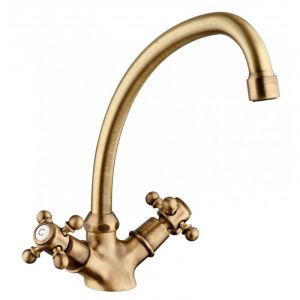 Paini France Robinet évier, mélangeur Tiffany bec haut mobile vieux bronze