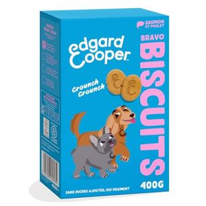 Edgard & Cooper Friandises pour Chien Biscuit Protéiné Naturel Chien Adulte sans Céréales, Boîte de 400g x 1, Saumon & Poulet
