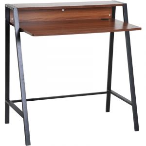 Image de Homcom Bureau secrétaire bureau informatique dim. 84L x 45l x 85H cm style néo-rétro étagère coloris noyer noir 84x45x85cm Marron