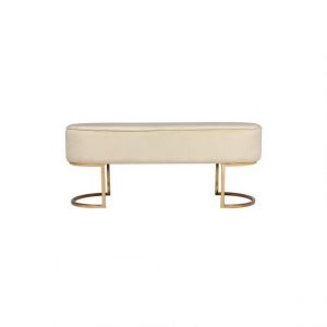 Prix Banc Design en Velours At a 105cm Crème & Or