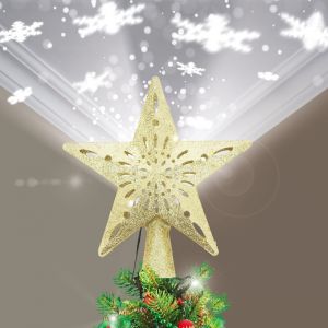 Fomax Cimier forme &eacute;toile avec projection LED blanche effet flocon de neige - Coloris Or