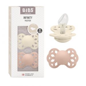 BIBS Sucette Infinity tétine anatomique 6-18 mois Ivory & Blush lot de 2