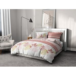 Home Linge Passion | Housse de Couette - 3 Pièces | 100% Coton - 57 Fils | 2 Personnes - 240x260 cm | SEVIGNE Rose Poudre