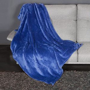 Kanguru Plaid Fluffi Midnight Couverture Polaire, Plaid Canape Jeté de lit, Couvre lit Plaid Fourrure, Bleu, 130 x 170 cm