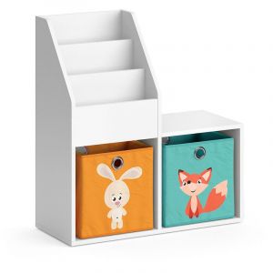 Vicco Étagère pour enfant Bibliothèque Étagère de rangement Luigi blanc Tablette Boîte pliable