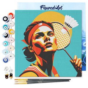 Mini peinture au numéro : Affiche sportive Badminton - toile tendue sur chassis