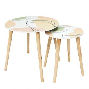 Prix Lot de 2 Tables Gigognes Poésie 48cm Rose & Beige