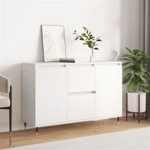 VidaXL Buffet, Armoire Latérale avec Pieds, Meuble de Rangement, Organisateur de Salon Salle de Séjour Intérieur, Blanc Bois d'Ingénierie