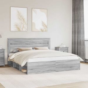 vidaXL Cadre de lit Gris Sonoma 180 x 200 cm Bois de pin massif Chambre Design Rectangulaire Mobilier de Style Moderne 3409732