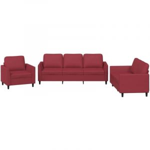 VidaXL Ensemble de canapés 3 pcs et coussins Rouge bordeaux Similicuir