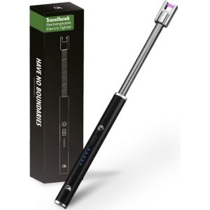 Travelhawk Briquet électrique rechargeable - Briquet pliable - Briquet à plasma durable - Briquets - Briquet électrique - Noir