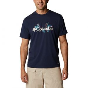 Columbia Sun Trek SS Graphic Shirt Men, bleu S T-shirts techniques