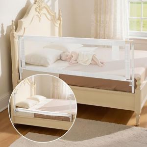 VEVOR Barri&egrave;re de S&eacute;curit&eacute; de Lit pour Enfants, Longueur 2 m, Barri&egrave;re de Lit pour Tout-Petits, avec Tube en Fer Renforc&eacute;, Tissu Oxford, Hauteur R&eacute;glable 68-89 cm, pour &Eacute;paisseur de Matelas 5-27 cm