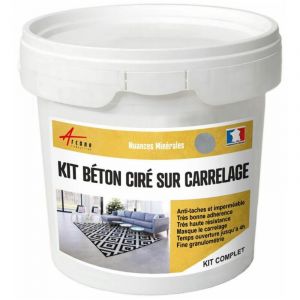 Image de Arcane industries Béton ciré sur carrelage cuisine salle de bain mural sol plan de travail décoratif revêtement douche kit - Chartreux - Gris - kit