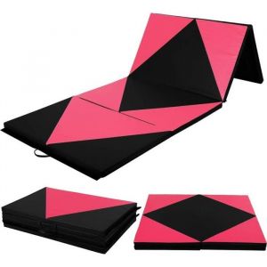 Tapis de Gymnastique Portable 180x60x4CM Rose et Noir