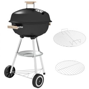 Outsunny Barbecue &agrave; charbon dia. 46 cm couvercle &eacute;tag&egrave;re ou&iuml;es a&eacute;ration r&eacute;cup&eacute;rateur cendres noir