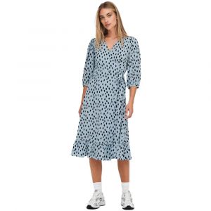 Only Robe Olivia Wrap Midi XL Blue Fog / Aop Uneven Dot