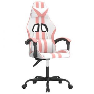 VidaXL Chaise de jeu pivotante Blanc et rose Similicuir