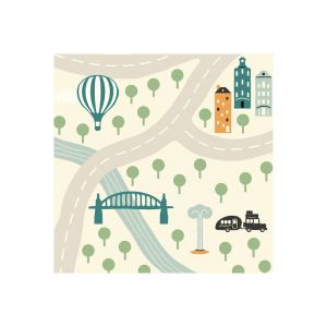 D&eacute;coweb Sol Vinyle Style Chambre enfants - Circuit de voiture clair - Rouleau de 2m x 2m