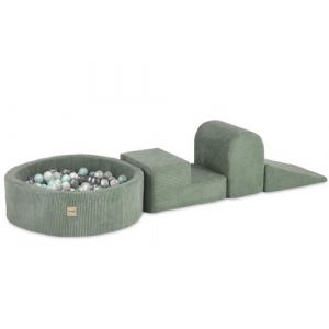 Aire de jeux 3 éléments + piscine 90x30 + 200 balles vert