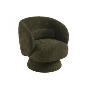 Fauteuil pivotant. rotatif 360&deg; en tissu avec coussin kaki - L 76 x P 76 x H 76.5cm - Elias