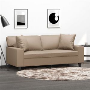 VidaXL Canapé 2 Places Avec Oreillers Cappuccino 140 Cm Similicuir