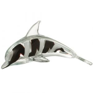 JOLIPA Presse papier Dauphin en verre 23 cm - noir et blanc