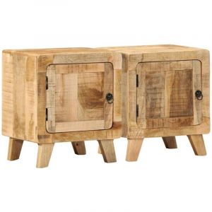VidaXL Table de chevet 2 pcs 40x32x46 cm bois massif de manguier brut